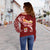 Fiji Women's Off Shoulder Sweater - Fiji Seal Polynesian Patterns Plumeria (Red) - Polynesian Pride