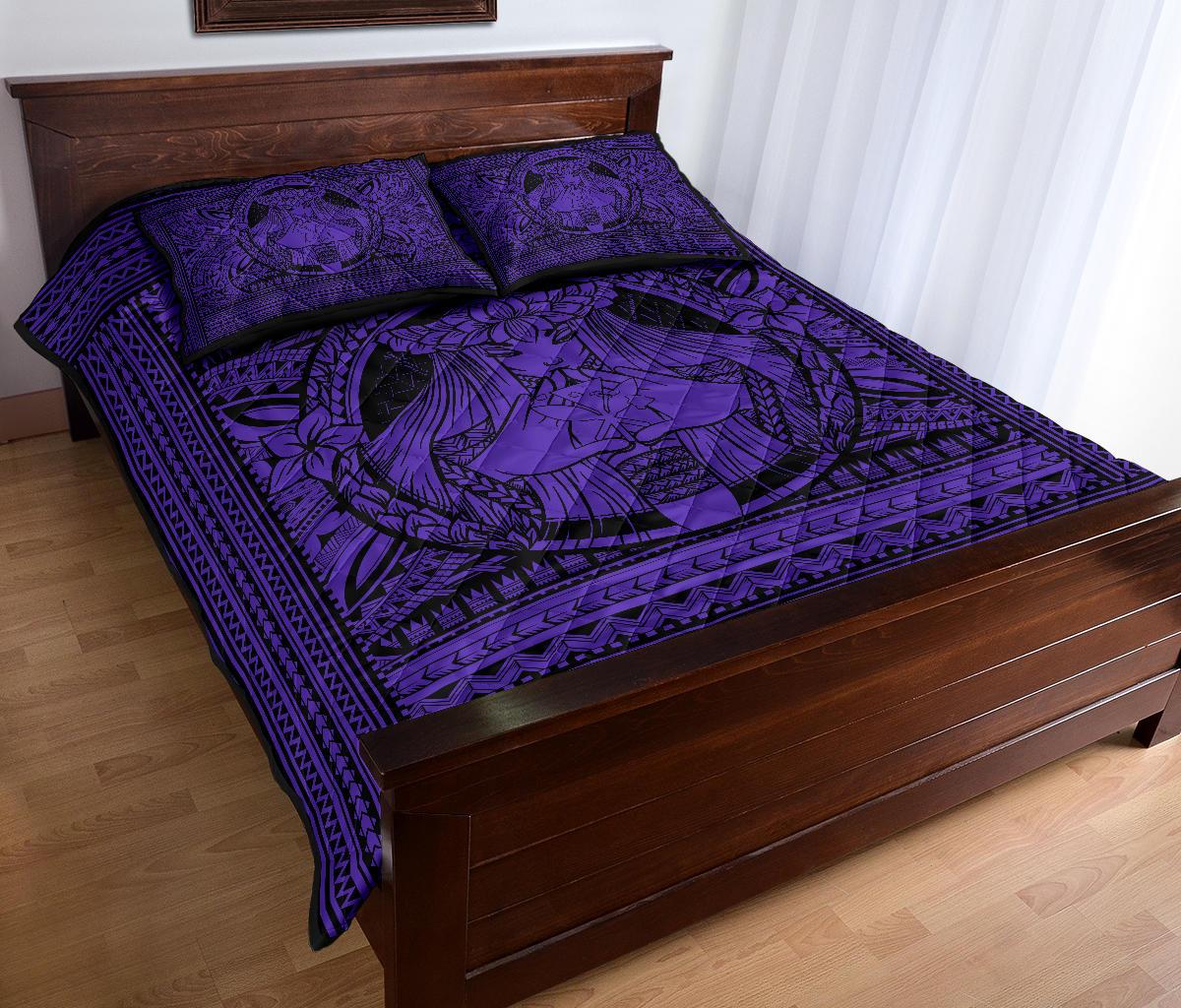 Hawaii Polynesian Pele Mauna Kea Quilt Bed Set Purple - Polynesian Pride