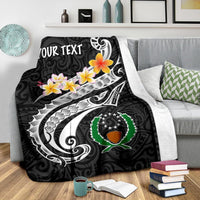 Pohnpei Custom Personalised Premium Blanket - Pohnpei Seal Polynesian Patterns Plumeria (Black) - Polynesian Pride