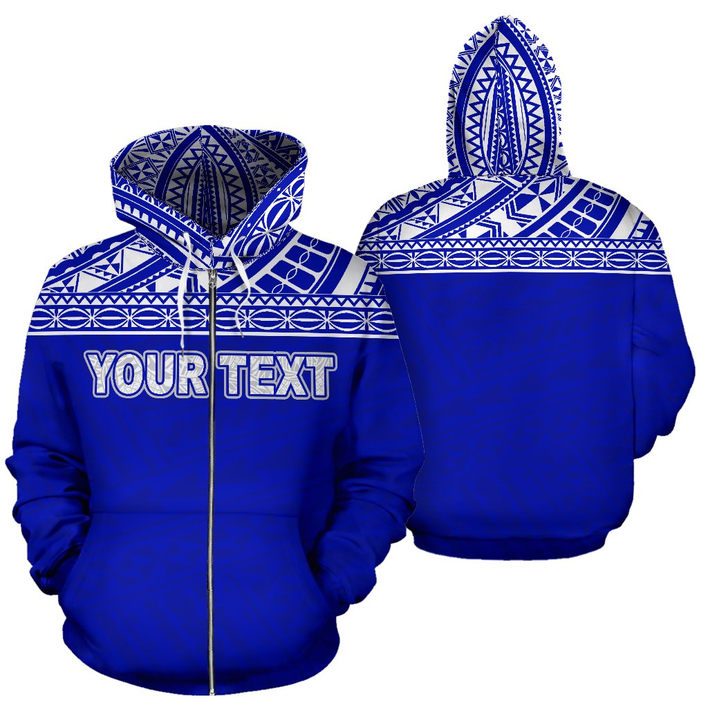 Poly All Over Print Custom Zip up Hoodie Polynesian Blue Version Unisex Blue - Polynesian Pride