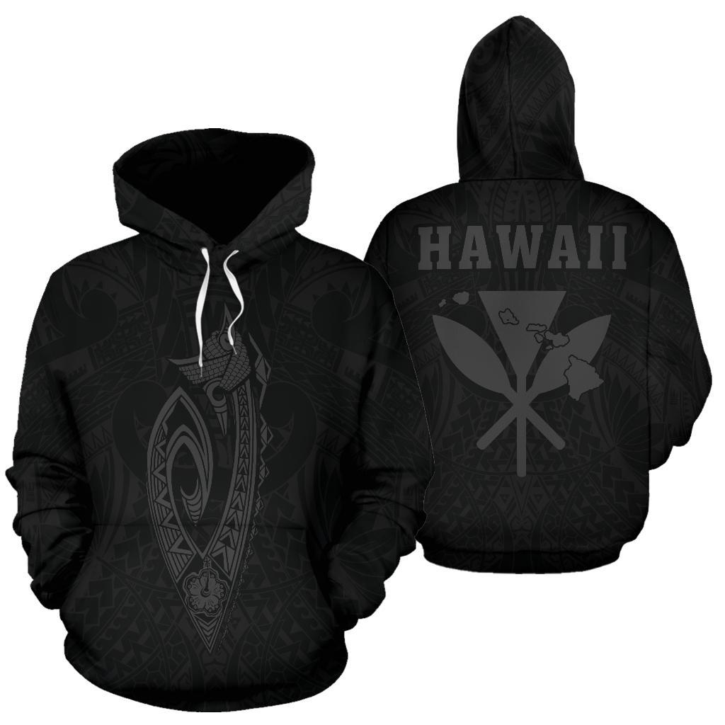 Polynesian Fish Hook Kanaka Map of Hawaii Hoodie Grey Unisex Grey - Polynesian Pride