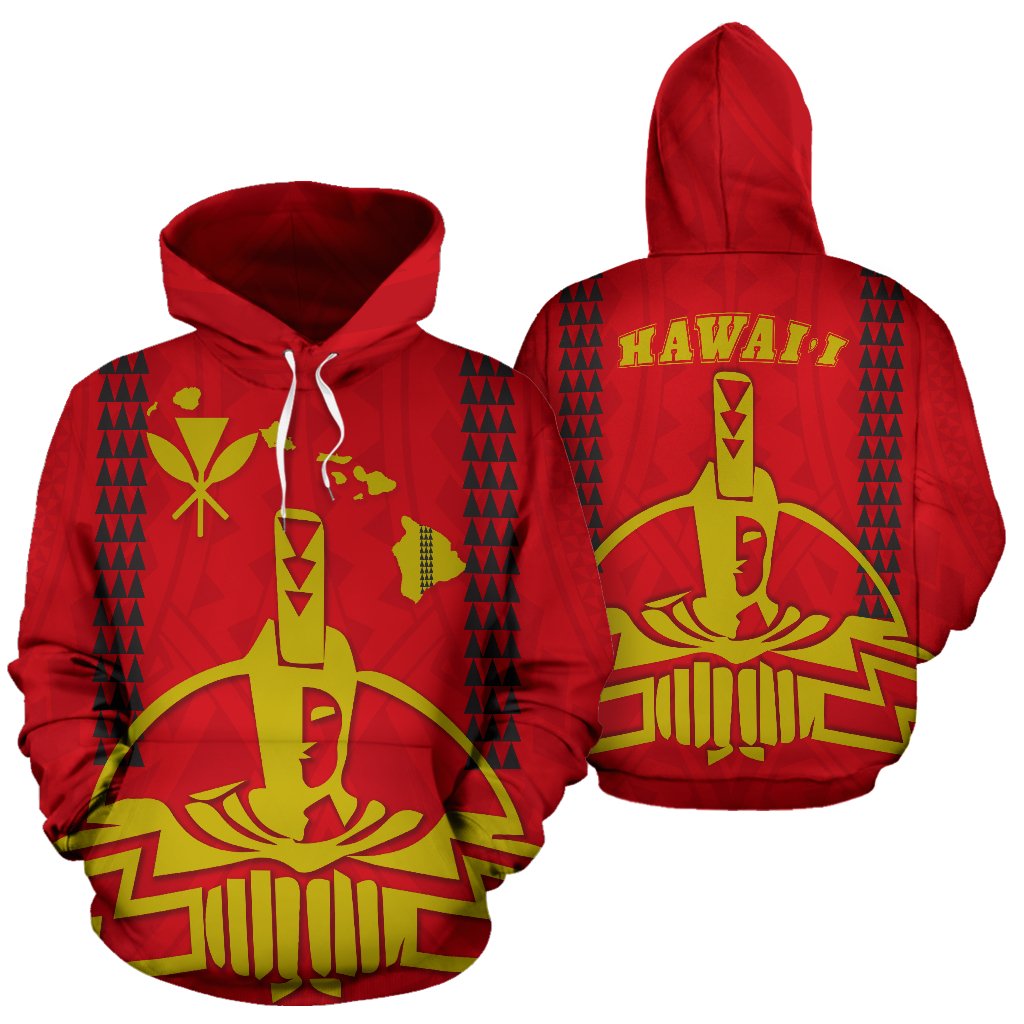 Hawaii King All Over Hoodie Unisex Red - Polynesian Pride