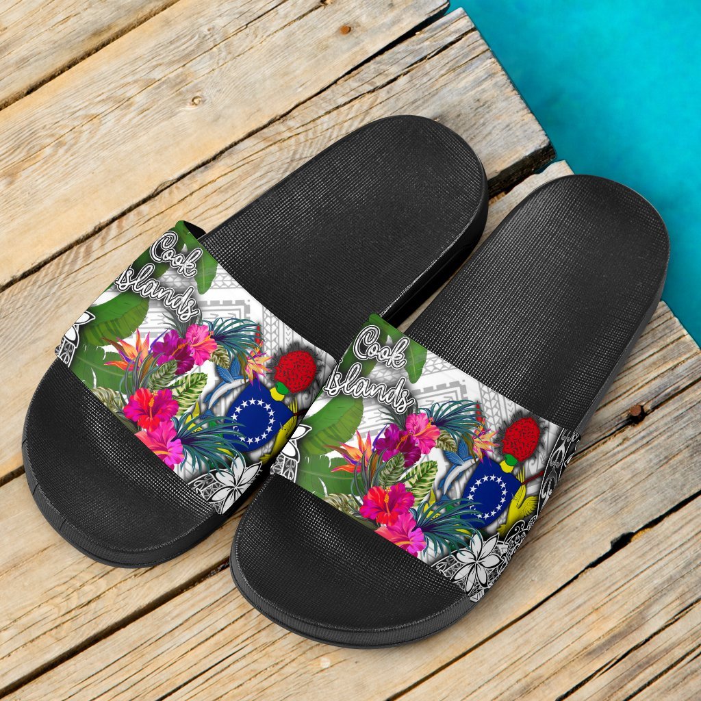 Cook Islands Slide Sandals - Turtle Plumeria Banana Leaf - Polynesian Pride