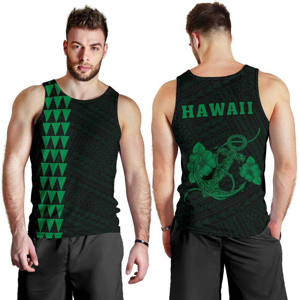 Hawaii Kakau Polynesian Anchor Men's Tank Top - Green Green - Polynesian Pride