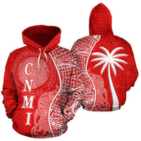 Northern Mariana Islands Polynesian Hoodie Coconut Tree Red nd White Unisex Red - Polynesian Pride