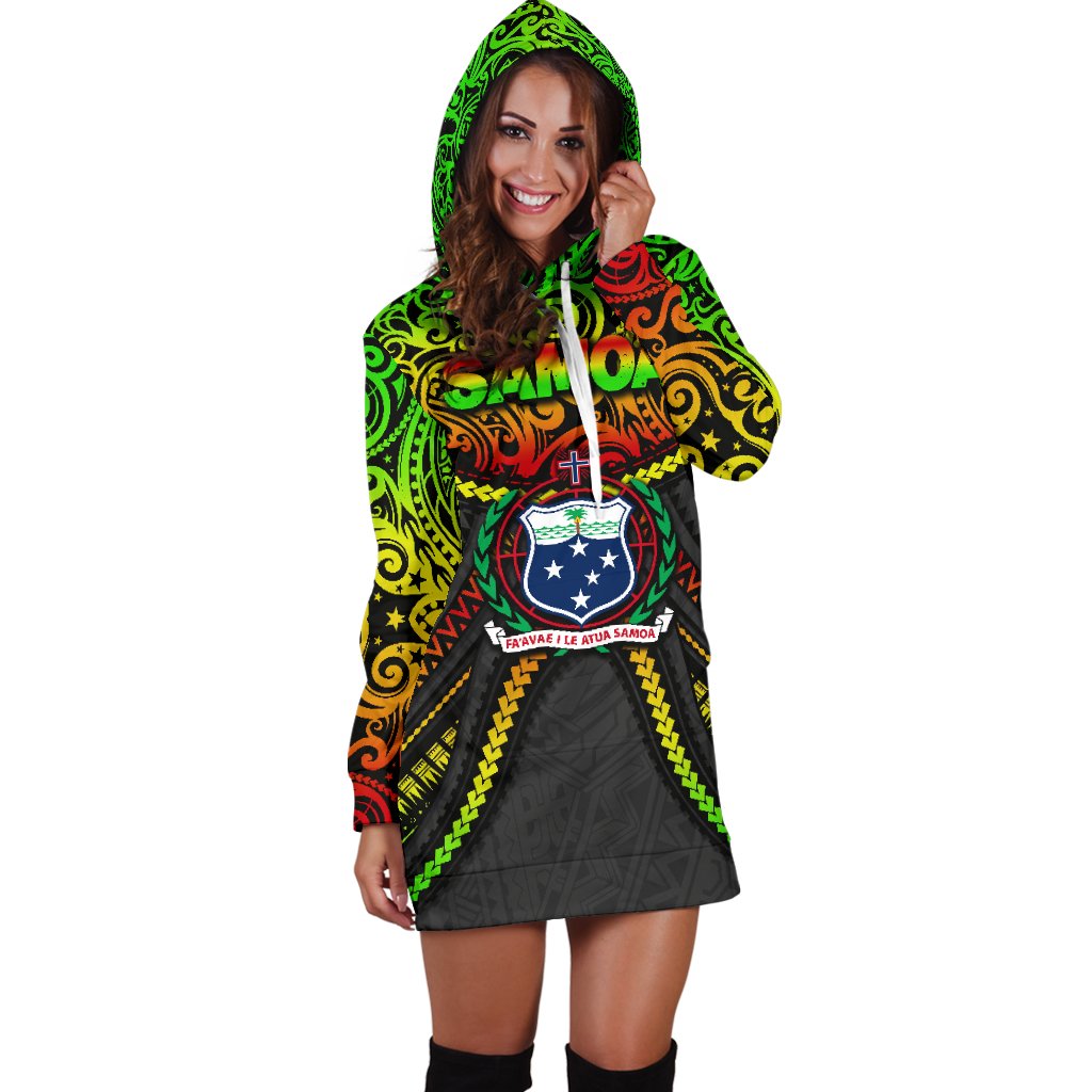 Samoa Women Hoodie Dress Polynesian Tattoo Seashore - Polynesian Pride