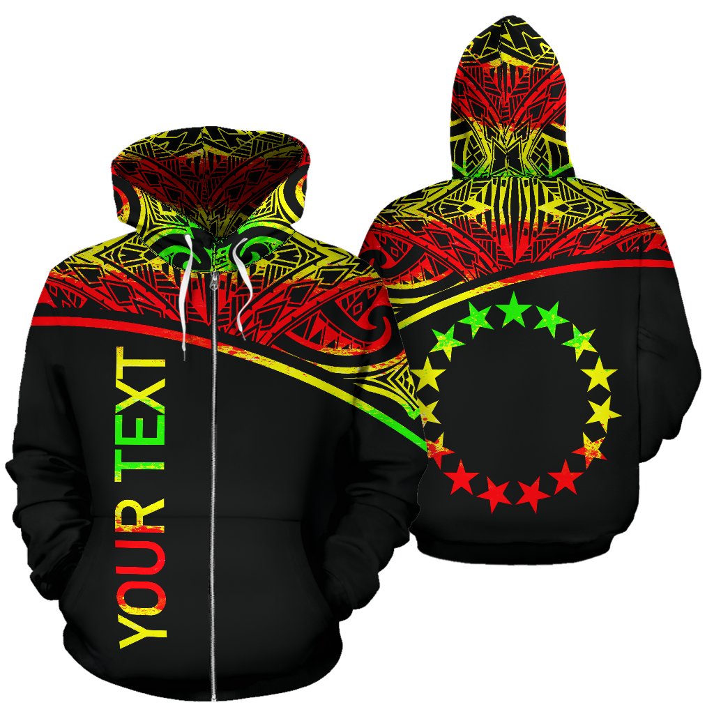 Cook Islands Polynesian Custom Zip up Hoodie Curve Reggae Unisex Reggae - Polynesian Pride