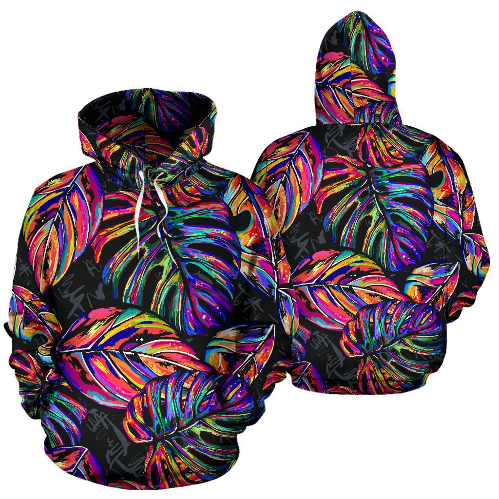 Palm Leaves All Over Hoodie Neon Color Unisex Neon - Polynesian Pride