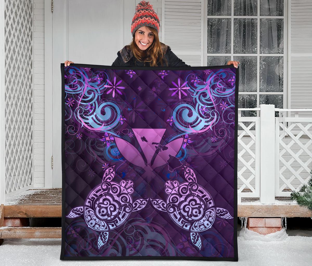 Hawaii Turtle Kanaka Maoli Premium Quilt - Tea Style - AH - Polynesian Pride