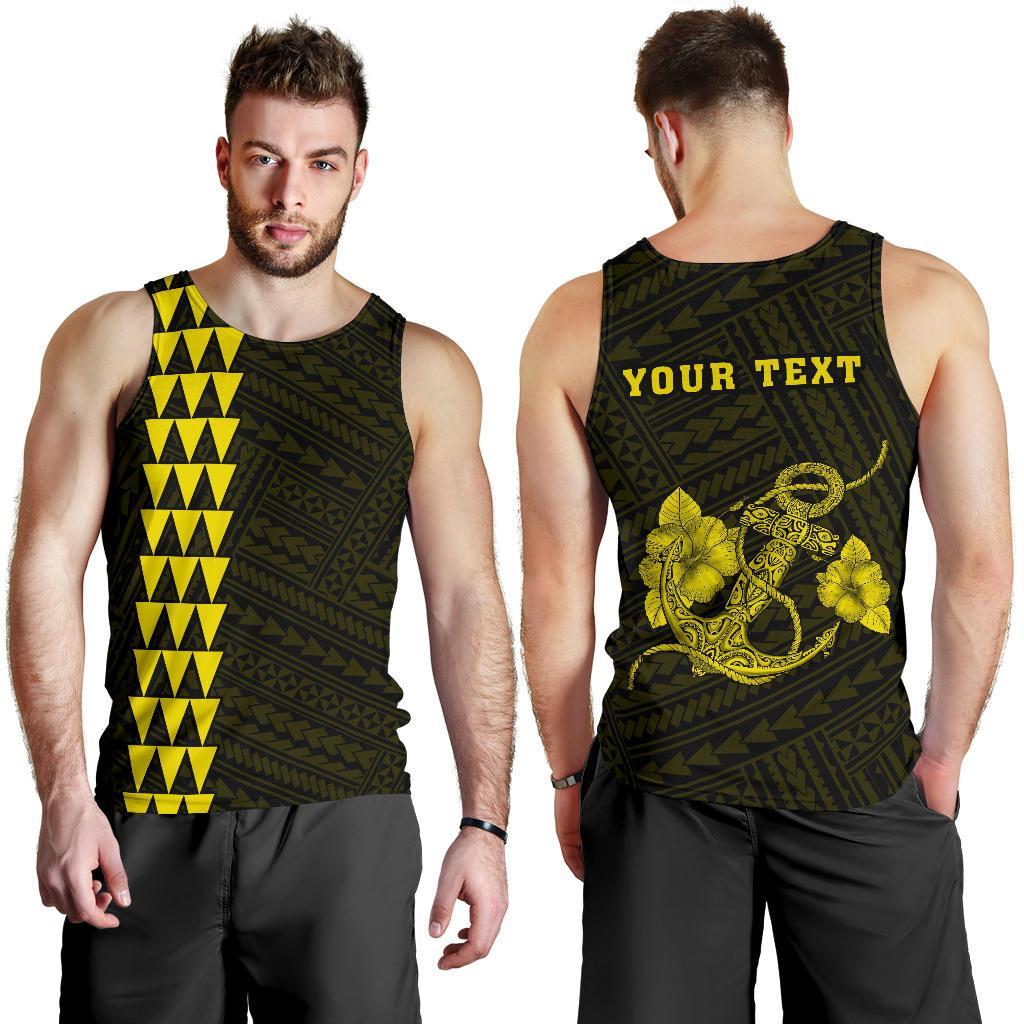 Hawaii Kakau Polynesian Anchor Personalized Men's Tank Top - Yellow Yellow - Polynesian Pride