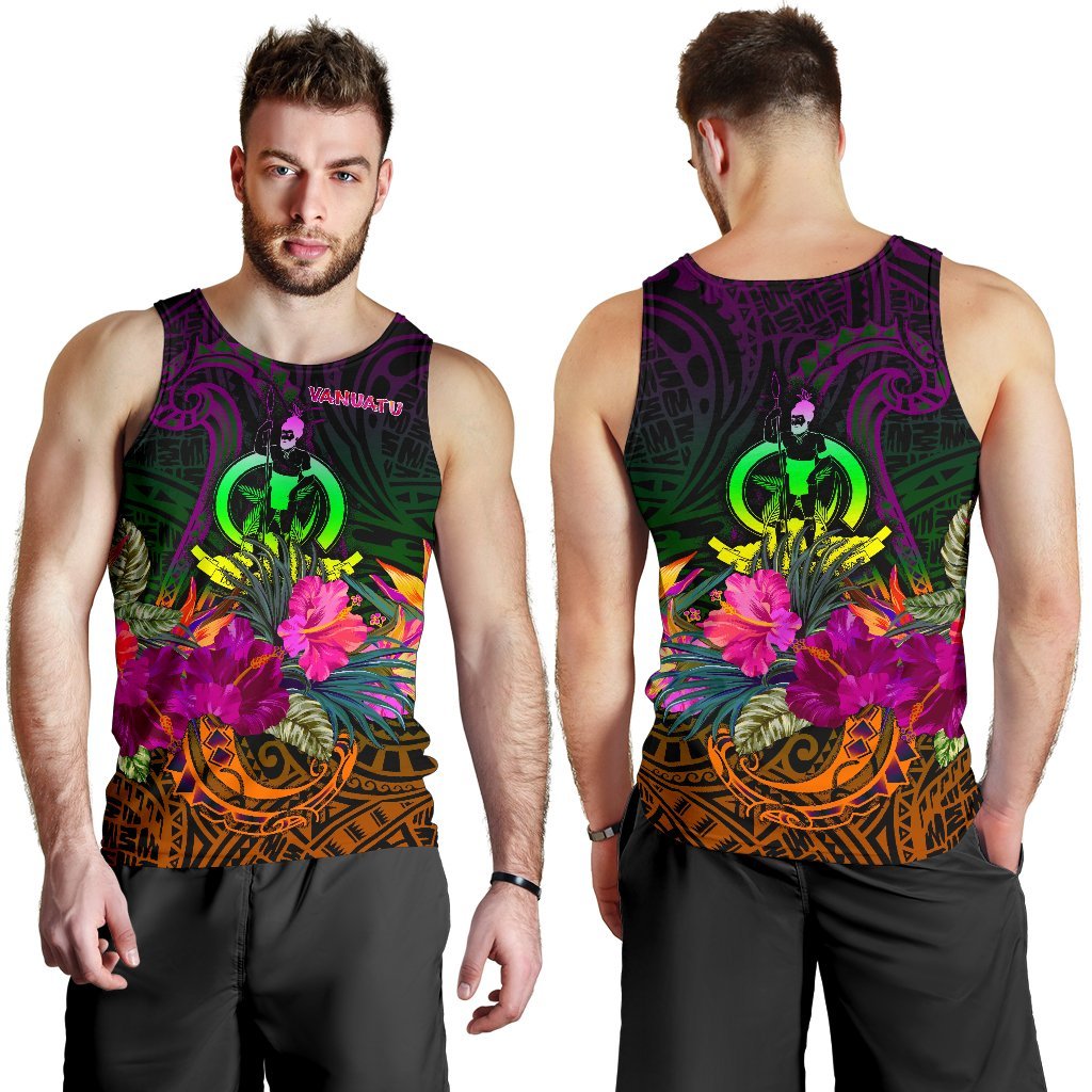 Vanuatu Men's Tank Top - Summer Hibiscus - Polynesian Pride