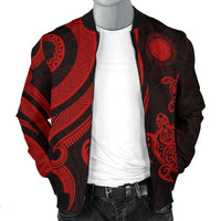 Northern Mariana Men's Bomber Jacket - Tentacle Turtle Red - Polynesian Pride