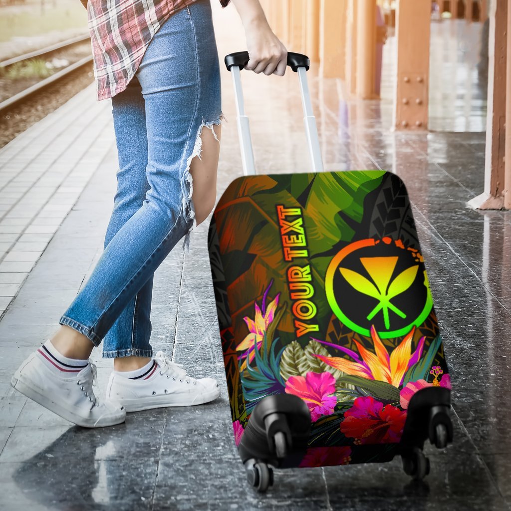 Polynesian Hawaii Kanaka Maoli Polynesian Personalised Luggage Covers - Hibiscus and Banana Leaves - Polynesian Pride