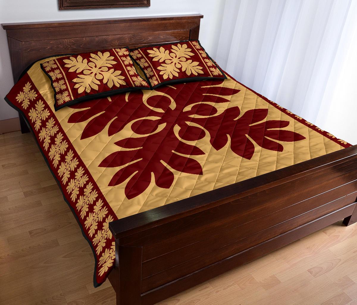 Hawaiian Quilt Pattern Palm Tree Sweat Quilt Bed Set - Polynesian Pride