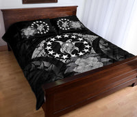 Cook Islands Polynesian Quilt Bed Set Hibiscus Gray - Polynesian Pride