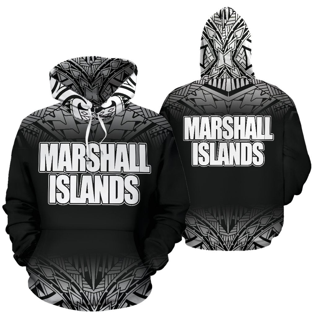 Marshall Islands All Over Hoodie Fog Black Style Unisex Black - Polynesian Pride
