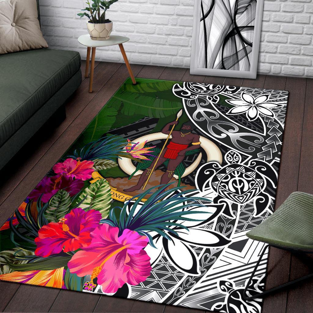 Vanutu Area Rug - Turtle Plumeria Banana Leaf - Polynesian Pride