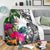Nauru Custom Personalised Premium Blanket White - Turtle Plumeria Banana Leaf - Polynesian Pride