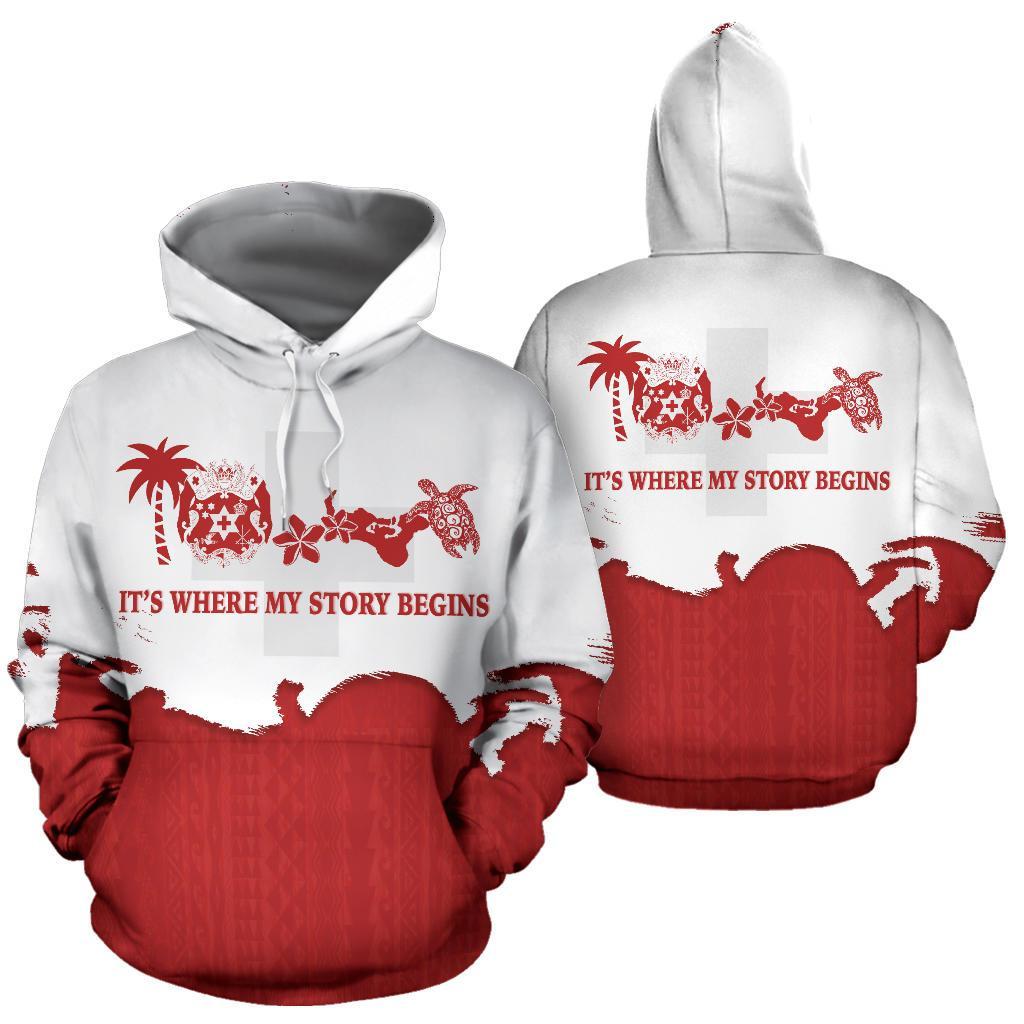 Tonga Hoodie Tonga Its Where My Story Begins Unisex Red - Polynesian Pride