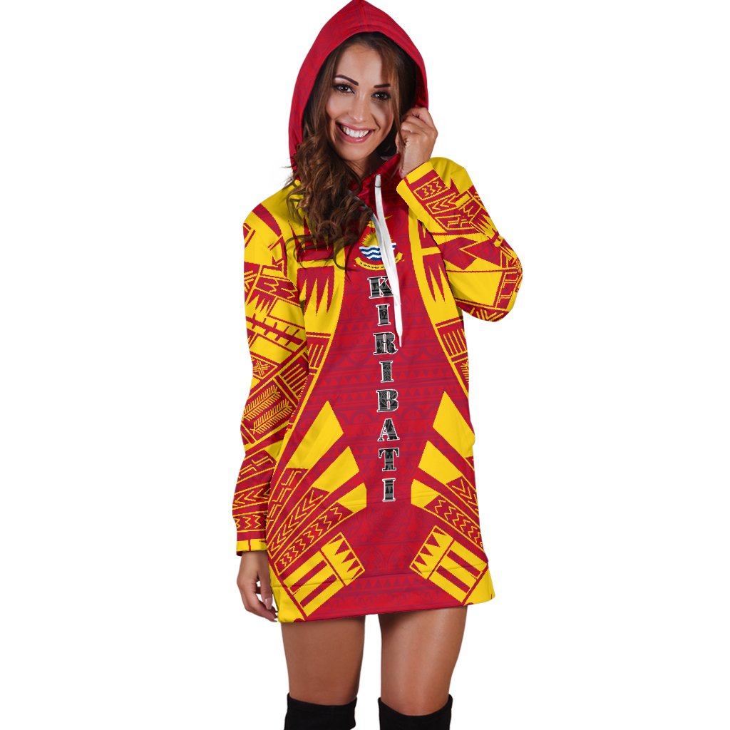 Kiribati Hoodie Dress - Polynesian Tattoo Flag - Polynesian Pride