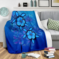 Hawaii Turtle Hibiscus Sea Premium Blanket - Polynesian Pride