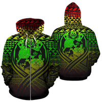 Tonga All Over Zip up Hoodie Lift up Reggae Unisex Reggae - Polynesian Pride