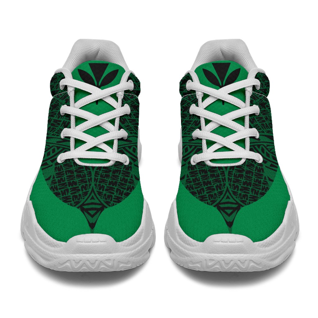 Hawaii Kanaka Maoli Polynesian Chunky Sneaker Line Style Green - Polynesian Pride