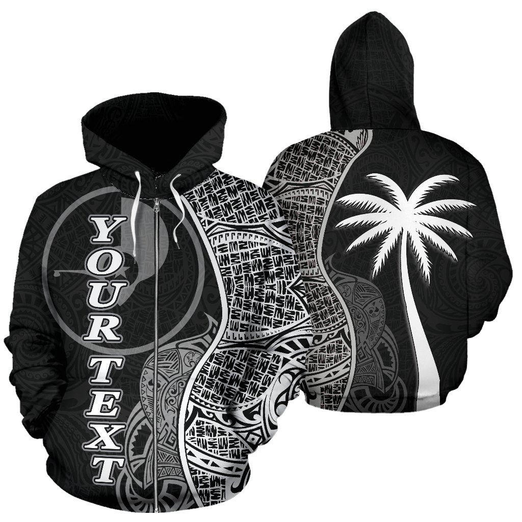 Yap Polynesian Custom Zip up Hoodie Coconut Black Unisex Black - Polynesian Pride