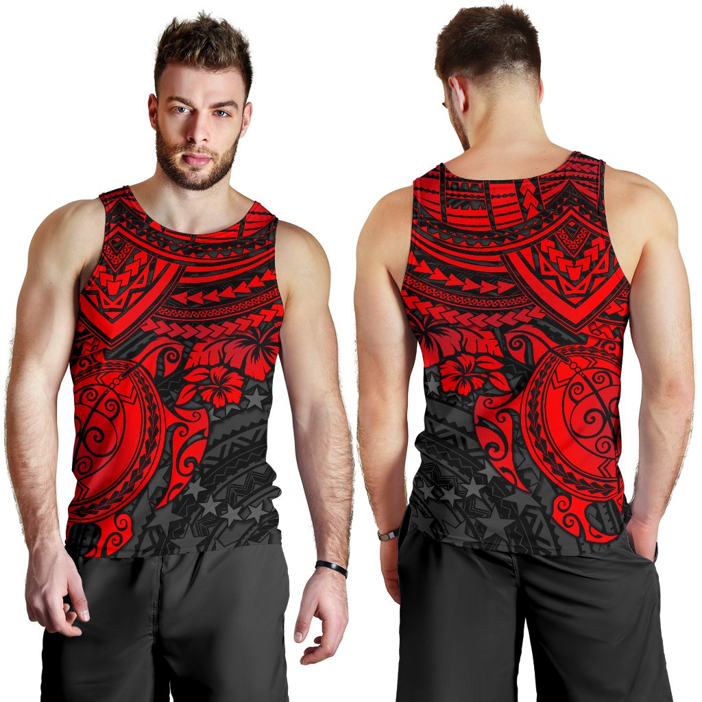 Cook Islands Polynesian Tank Top (Men) - Red Turtle - Polynesian Pride