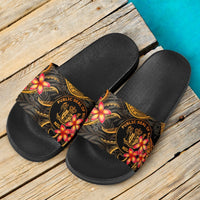 Niue Slide Sandals - Gold Plumeria - Polynesian Pride