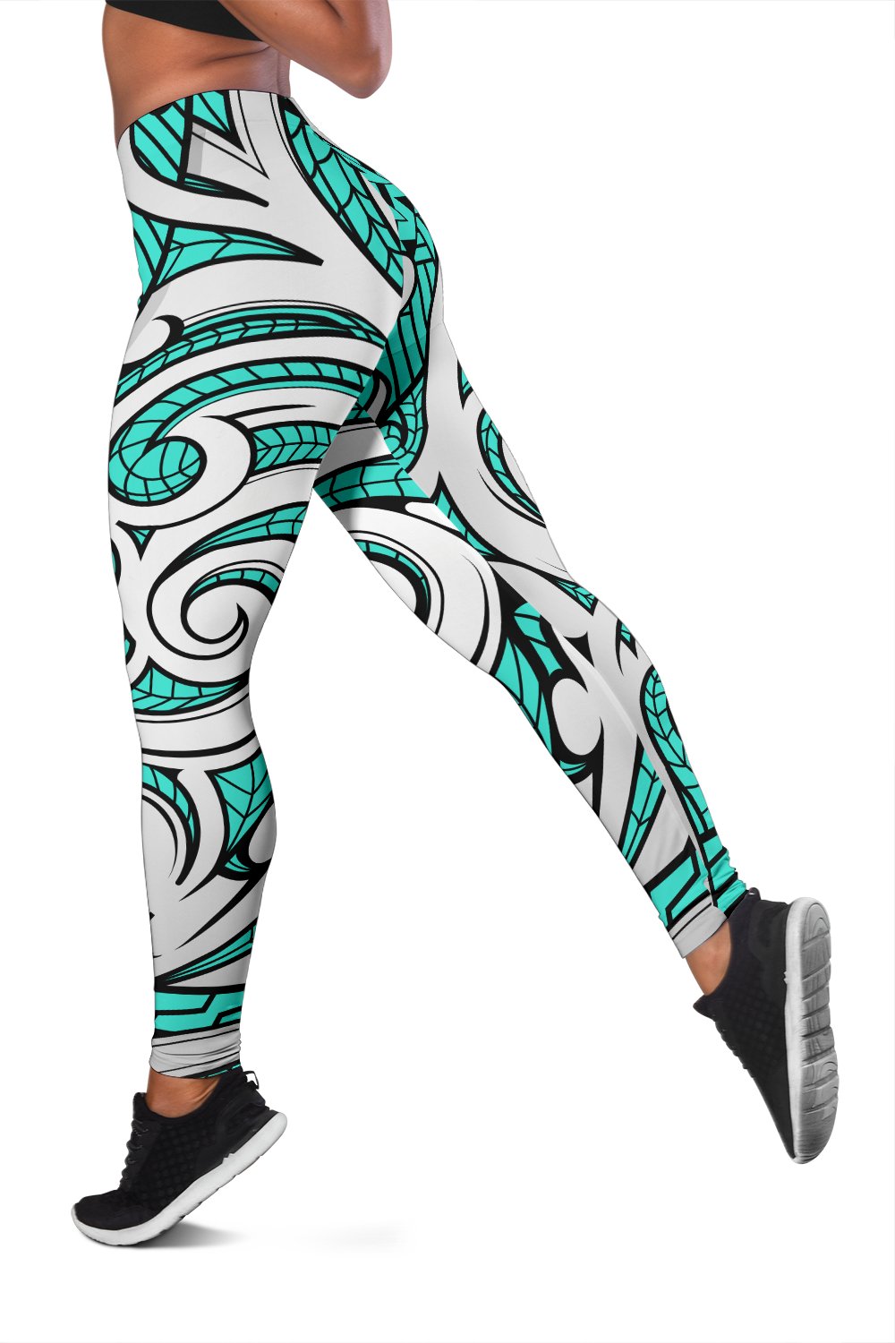 Polynesian Maori Ethnic Ornament Turquoise Hawaii Women's Leggings AH - Polynesian Pride