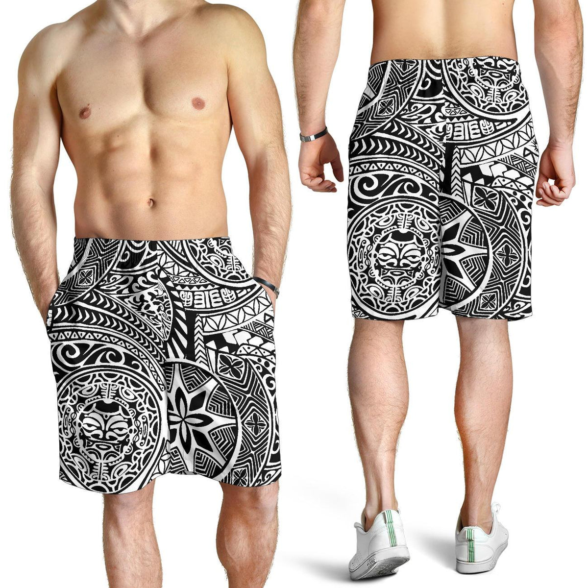 Polynesian Hawaiian Style Tribal Tattoo White Men's Short - Polynesian Pride