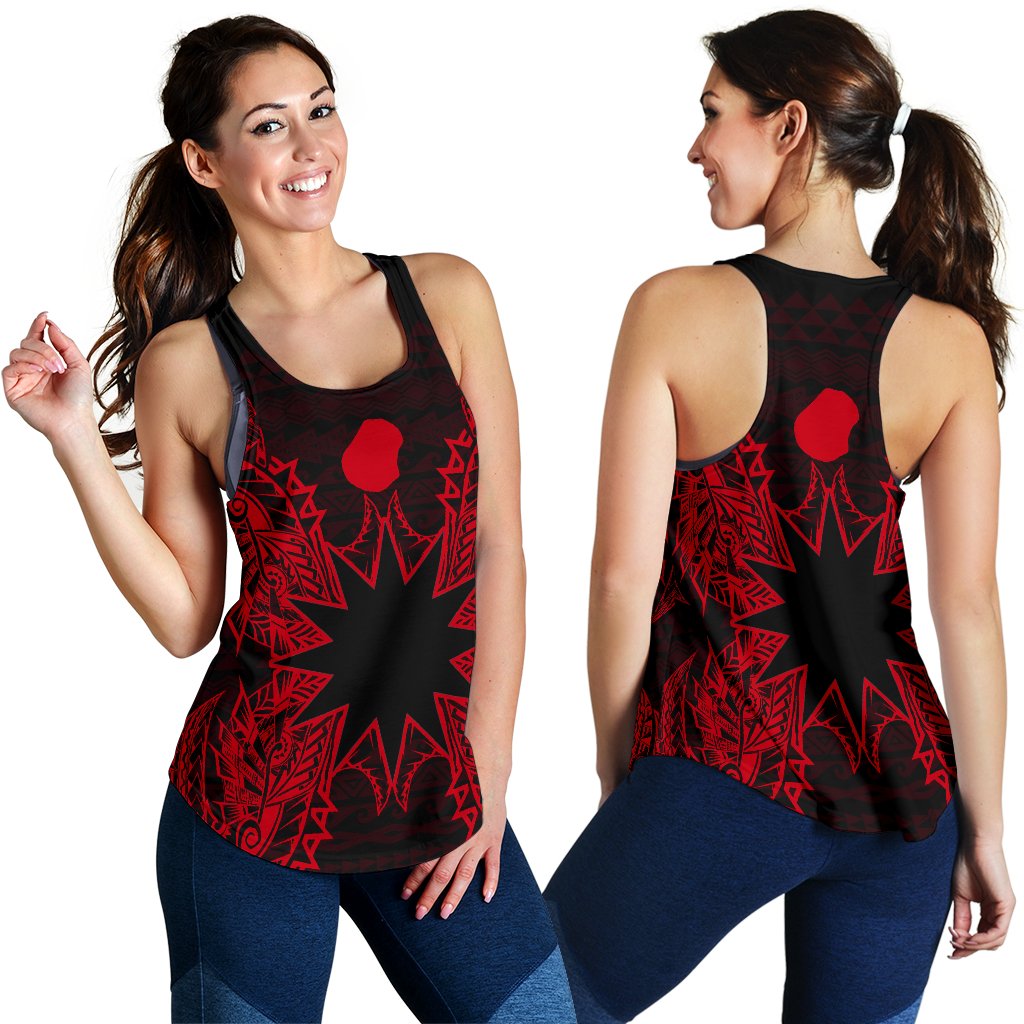 Nauru Polynesian Women Tank Top Map Red - Polynesian Pride