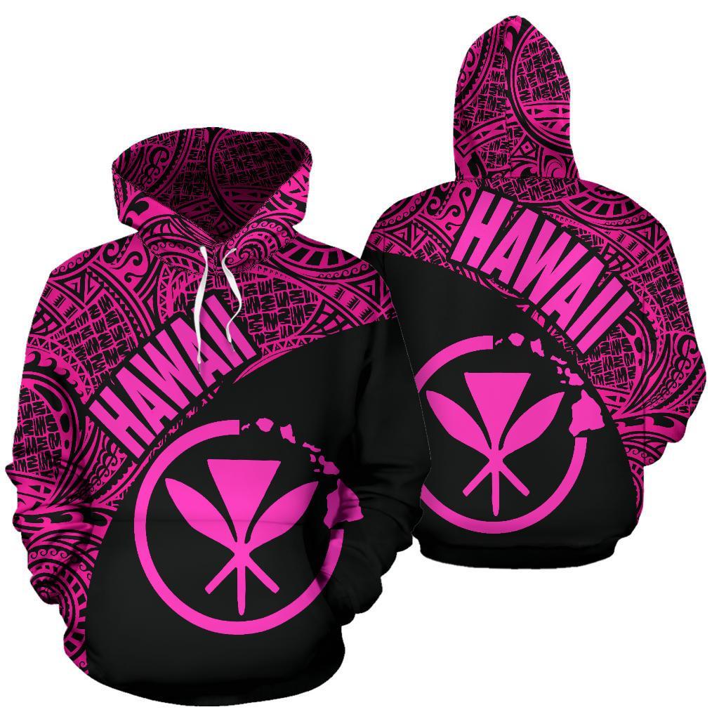 Hawaii Hoodie Kanaka Maoli Polynesian Tattoo Black Pink Version Unisex Pink - Polynesian Pride