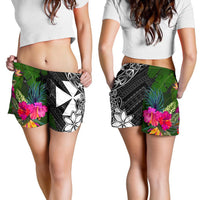 Wallis and Futuna Women Shorts - Turtle Plumeria Banana Leaf - Polynesian Pride