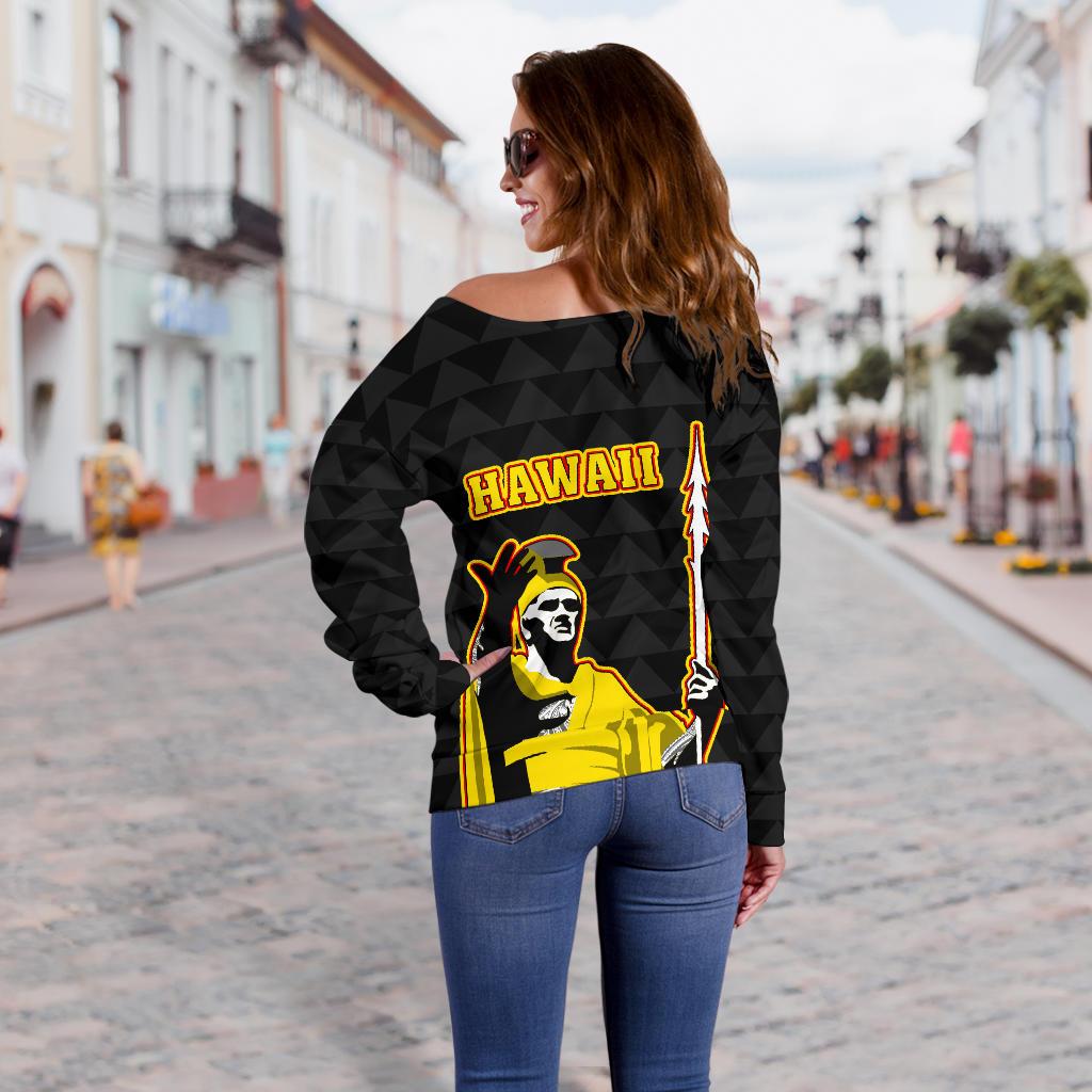 Hawaiian King Guardian Women's Off Shoulder Sweater - Polynesian Pride