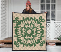 Hawaiian Quilt Turtle Pattern New Gold Premium Quilt - Skin Style - AH - Polynesian Pride