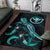 Hawaii Polynesian Area Rugs - Turtle With Blooming Hibiscus Turquoise - Polynesian Pride