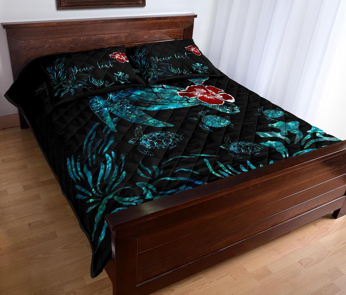Personalized - Hawaii Ohana Honu Paua Shell Quilt Bed Set - Polynesian Pride