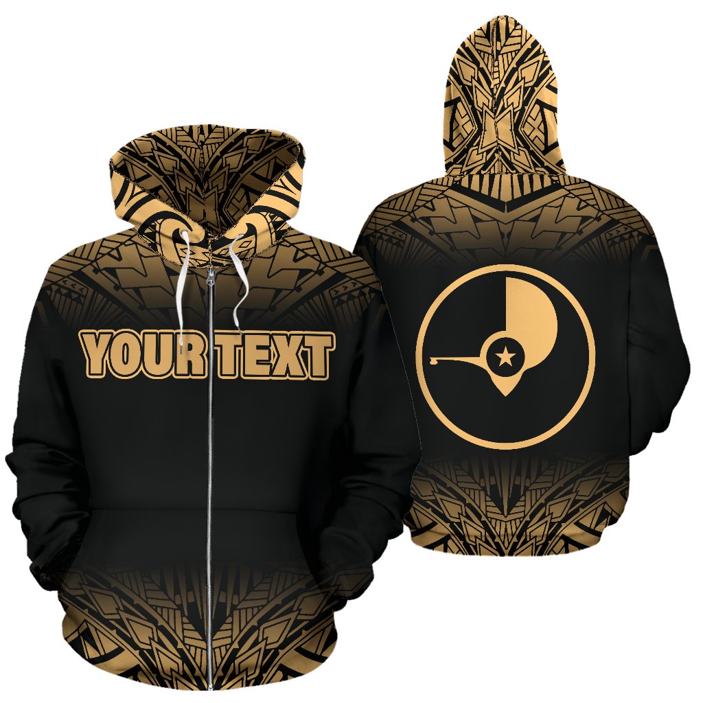 Yap All Over Custom Zip up Hoodie Micronesian Gold Fog Unisex Gold - Polynesian Pride