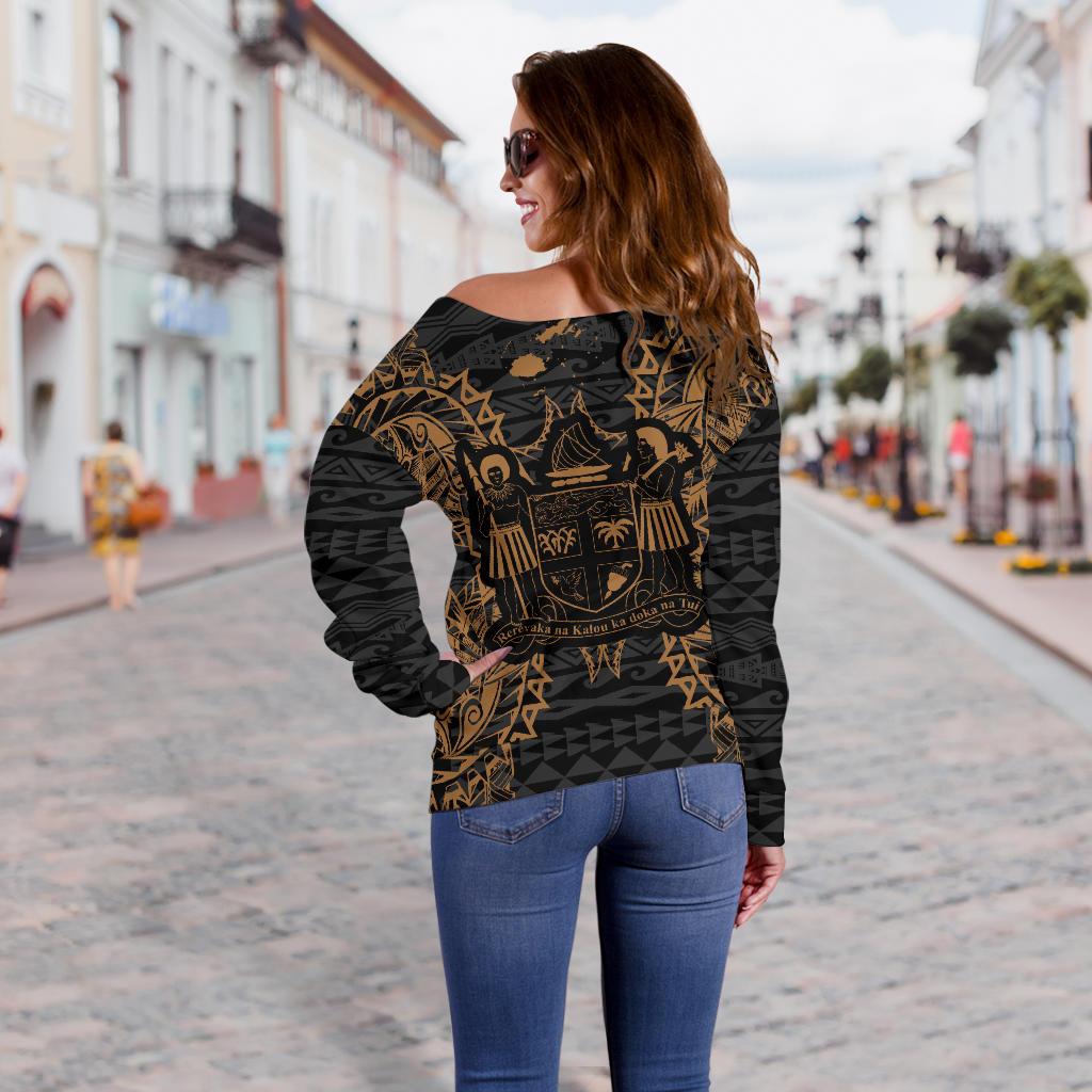 Fiji Polynesian Shoulder Sweater Map Gold - Polynesian Pride