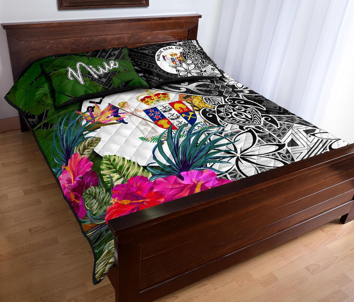 Niue Quilt Bed Set - Turtle Plumeria Banana Leaf - Polynesian Pride