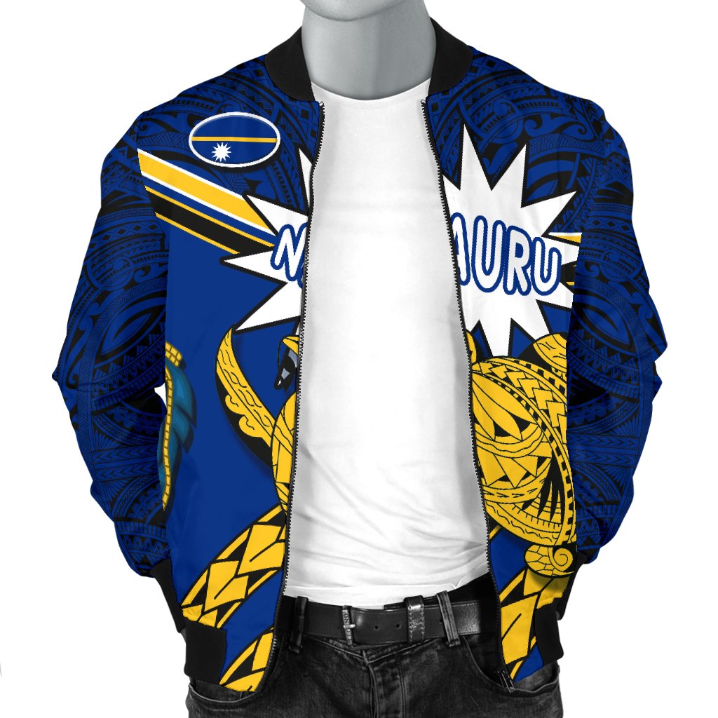 Nauru Rugby Men Bomber Jacket Version Turtle Polynesian - Polynesian Pride
