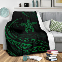 Hawaii Turtle Hibicus Premium Blanket - Frida Style - Green - Polynesian Pride