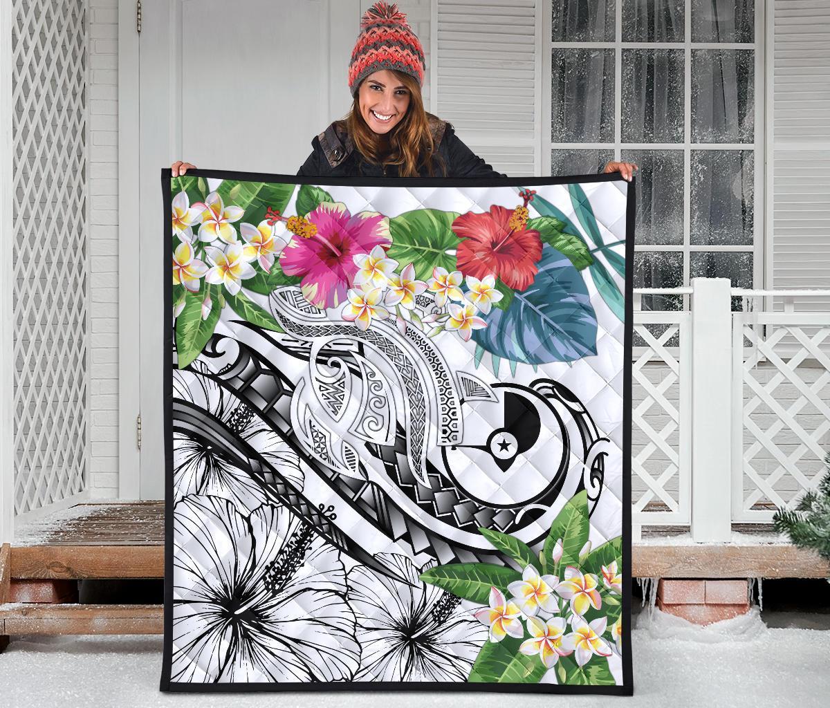 YAP Polynesian Premium Quilt - Summer Plumeria (White) - Polynesian Pride