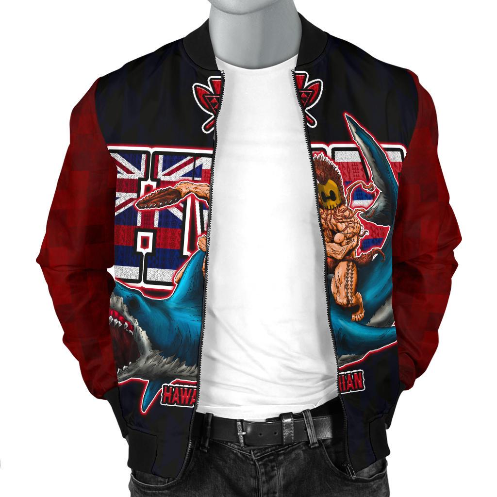 Polynesian Hawaii Men's Bomber Jacket - Shark Warrior - Polynesian Pride