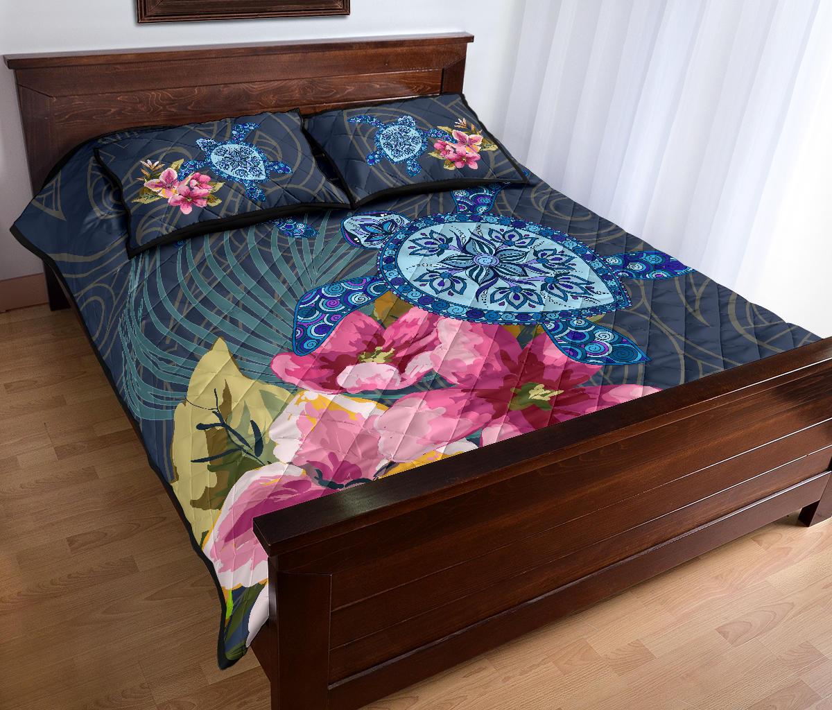 Hawaii Turtle Hibiscus Quilt Bed Set - LH Style - Polynesian Pride