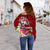 Tonga Custom Personalised Women's Off Shoulder Sweater - Turtle Plumeria (Red) - Polynesian Pride