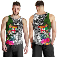 Fiji Men Tank Top - Turtle Plumeria Banana Leaf Crest - Polynesian Pride