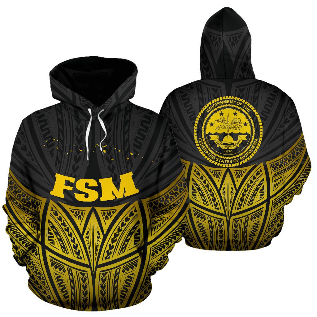 Federated States of Micronesia Polynesian Hoodie Gold Pride Map nd Seal Unisex Gold - Polynesian Pride